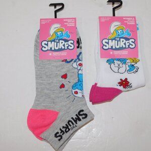 Set of 2 Pairs of SMURFS ( Smurfette ) Womens 6 - 9.5 ankle socks NEW